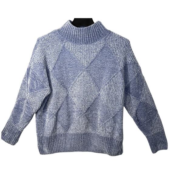 Christian Siriano Sweater Womens Size L Blue Long Sleeve Pullover Mock Neck Soft - Picture 1 of 10